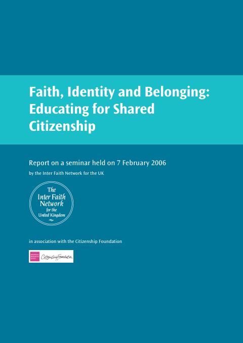 Cover of Faith, Identity and Belonging: Educating for Shared Citizenship