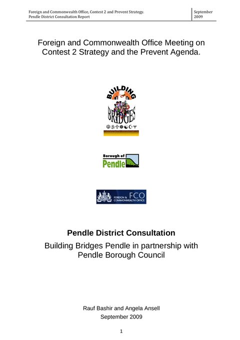Cover of FCO Pendle District Consultation
