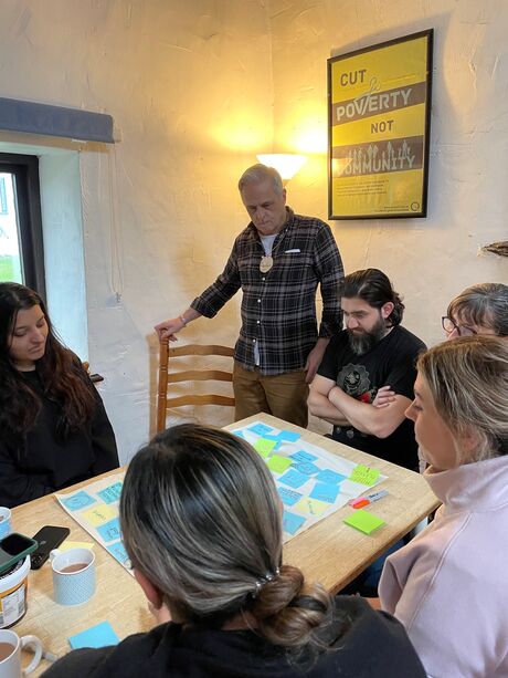 Planning session with sticky-note ideas